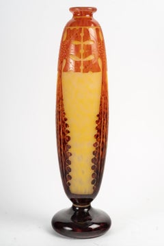 Vase Amarante par Charles Schneider pour Verre Français, 1930, Art Déco.