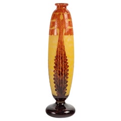 Vaso Amarante di Charles Schneider per Verre Français, 1930, Art Déco.