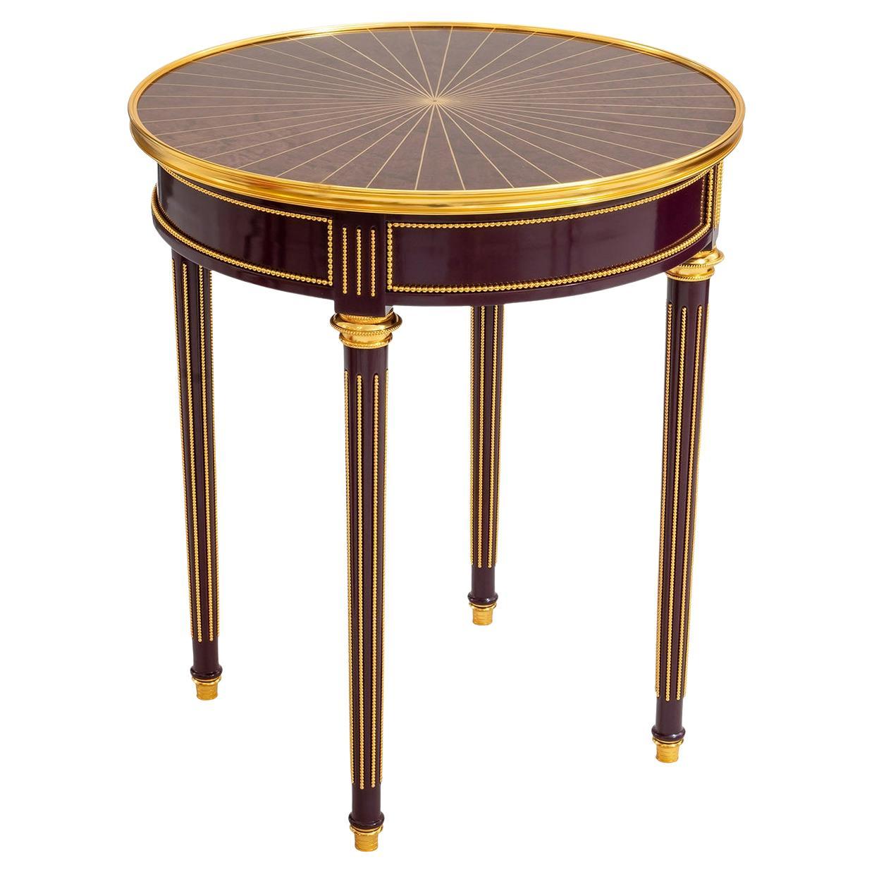 Amaranth and Gold Side Table For Sale