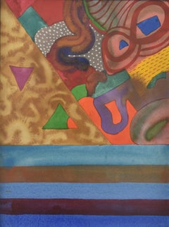 "Orange Grove 34" Amaranth Ehrenhalt, Acquerello, Espressionismo astratto, 1982