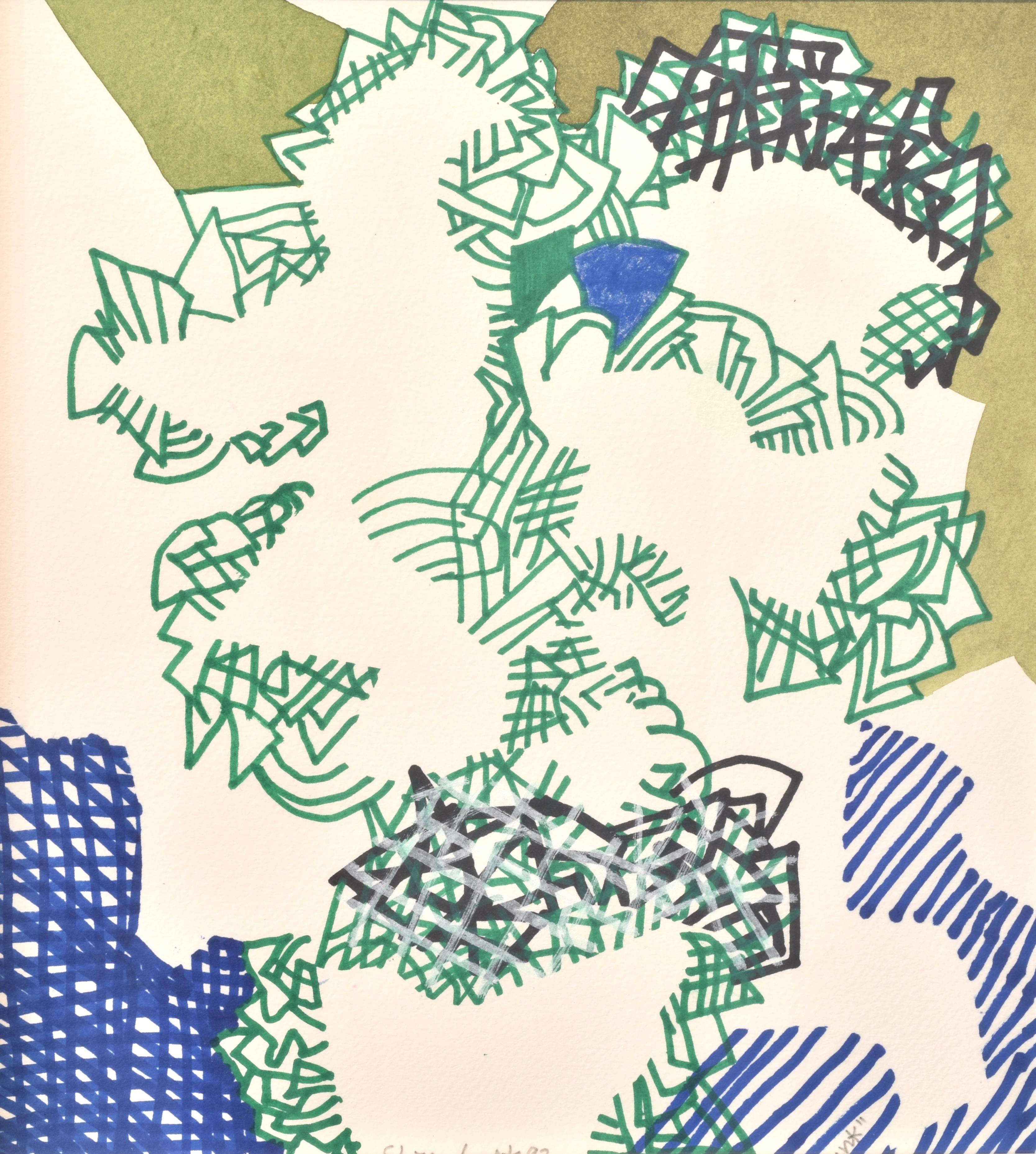 Amaranth Ehrenhalt (1928-2021)
Punk, 1992
Acquerello e pennarello su carta spessa
28 x 25.5 cm l 11 x 10 in.
41 x 39 cm l 16 1/8 x 15 1/3 in. (Telaio incluso)
Firmato, intitolato e datato

Amaranth Ehrenhalt (1928-2021) è stato un pittore americano