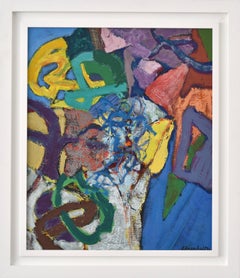 "Quintazi" Amaranth Ehrenhalt, huile sur toile, femme expressionniste abstraite, 1986.