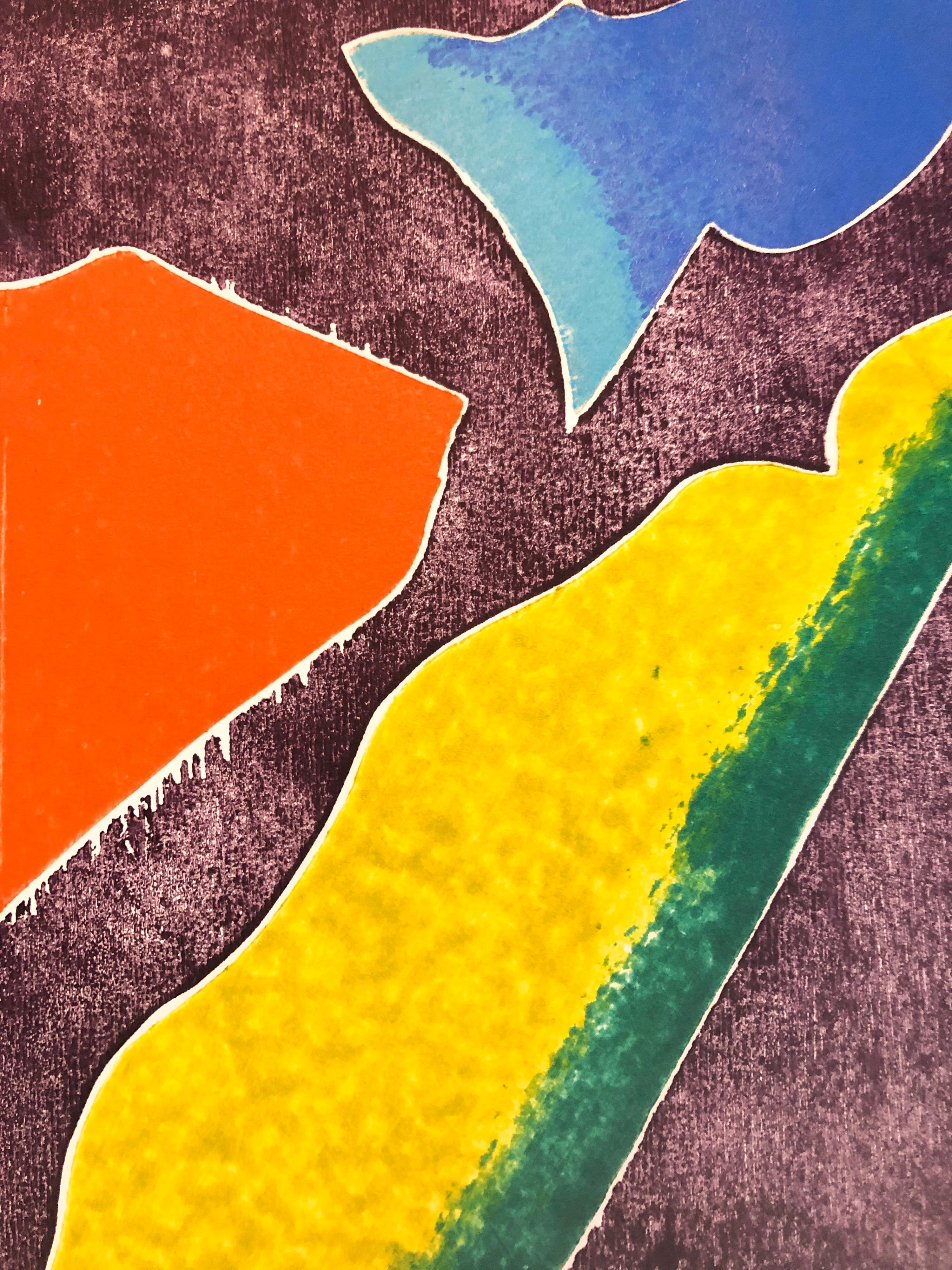 Farbgeprägte Lithographie, Druck, New York, Künstlerin des abstrakten Expressionismus, Farbe (Schwarz), Abstract Print, von Amaranth Ehrenhalt