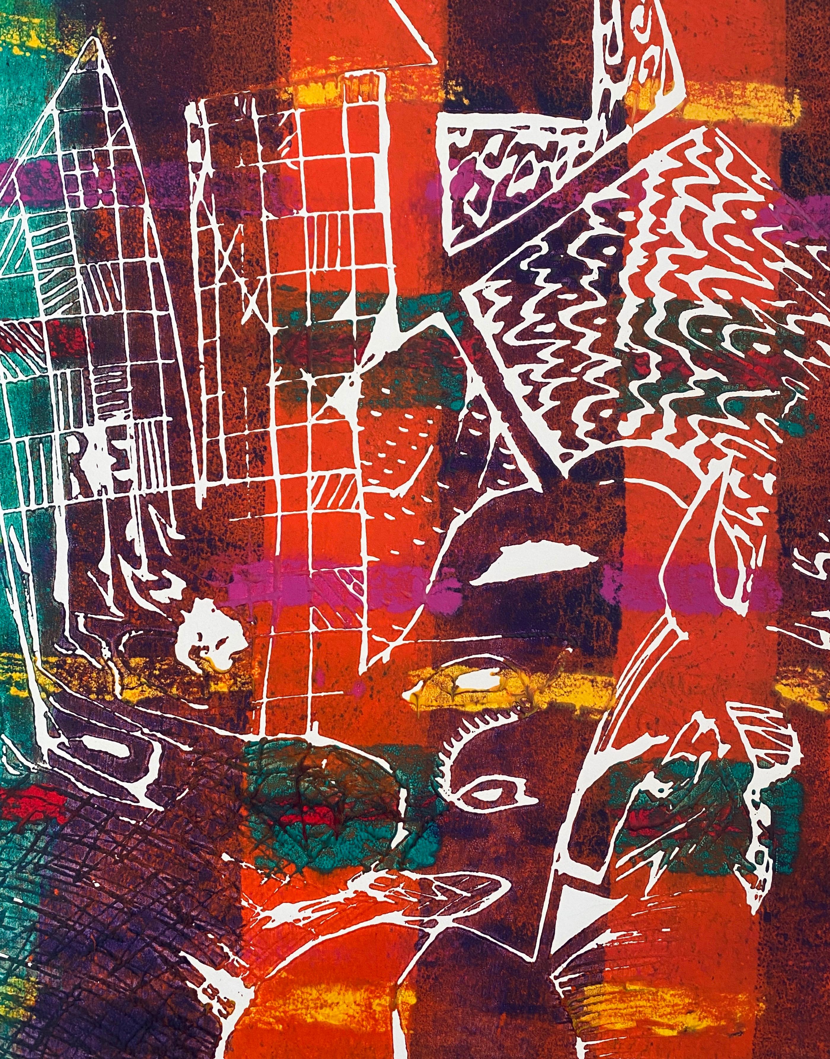 Color Embossed Lithograph Print New York Abstract Expressionist Woman Artist For Sale 1
