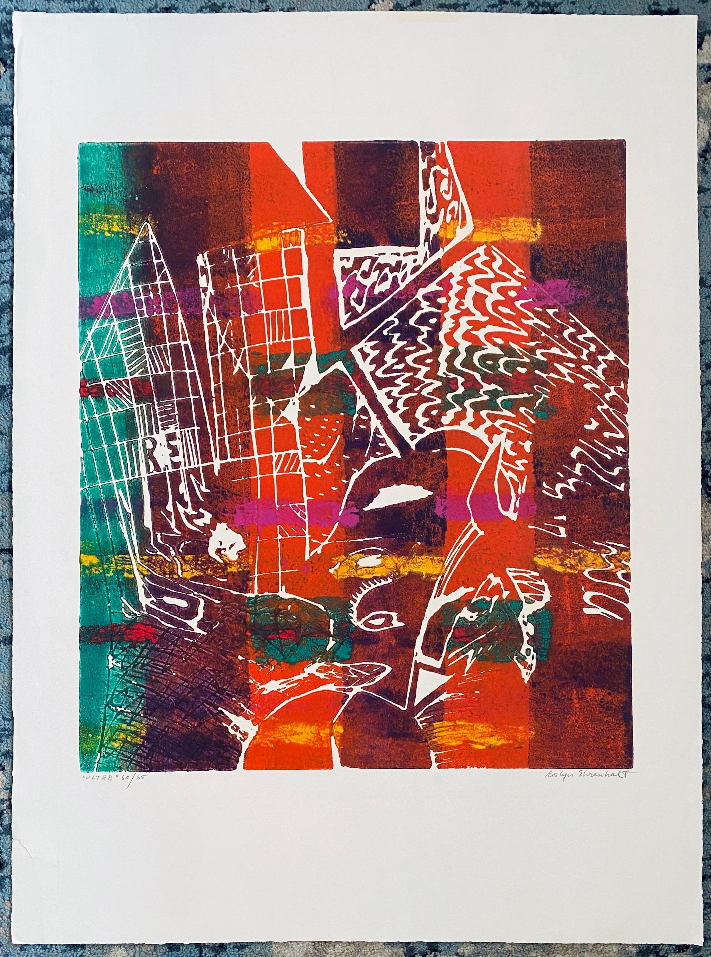 Amaranth Ehrenhalt Abstract Print - Color Embossed Lithograph Print New York Abstract Expressionist Woman Artist