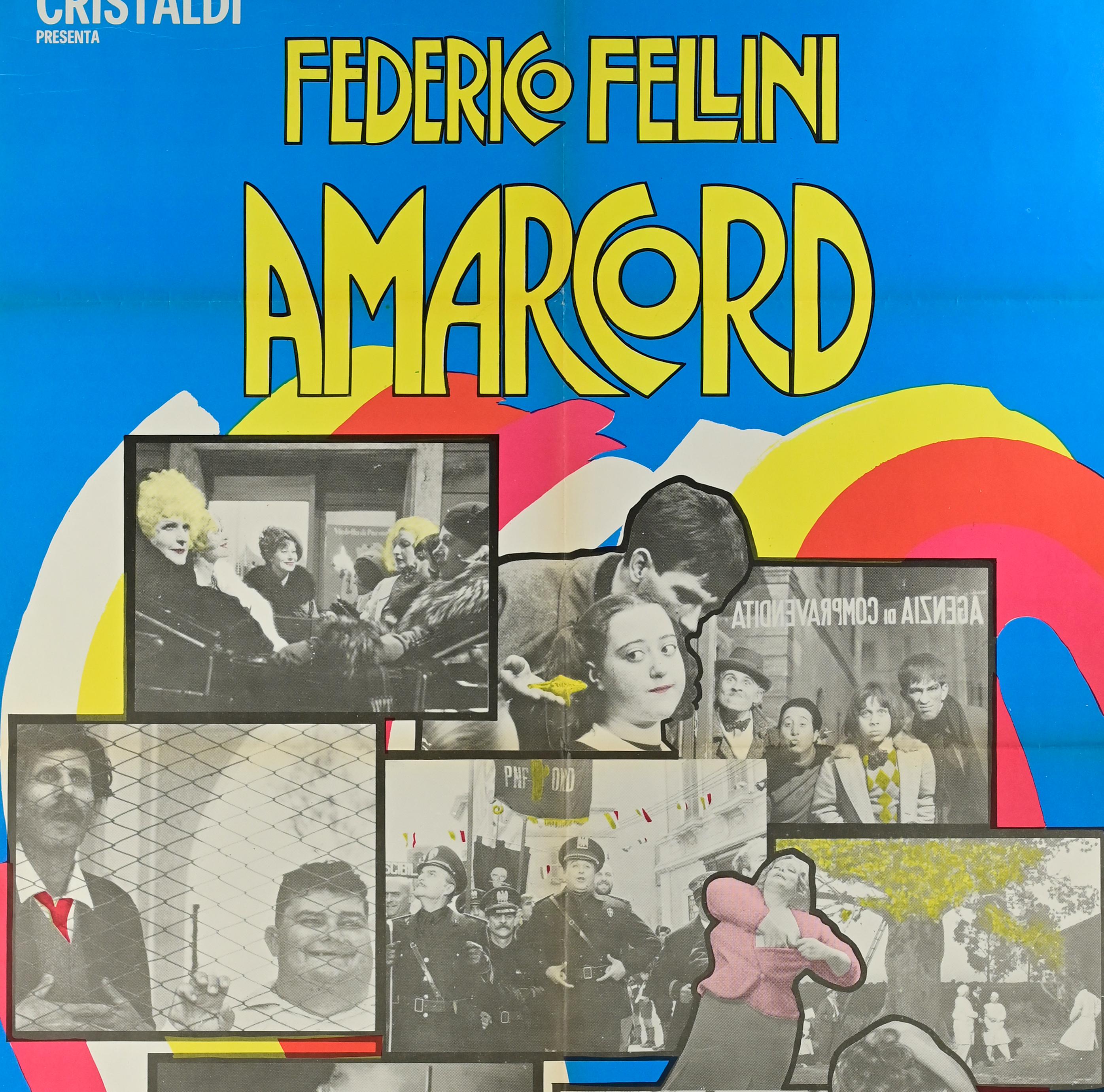 Vintage Poster


Italian 2-Foglio (39 × 55 in.). Directed by Federico Fellini. Poster combines vivid psychedelic title design with black-and-white stills from the film. Folded. Condition: B+, minor creases, vibrant colors.