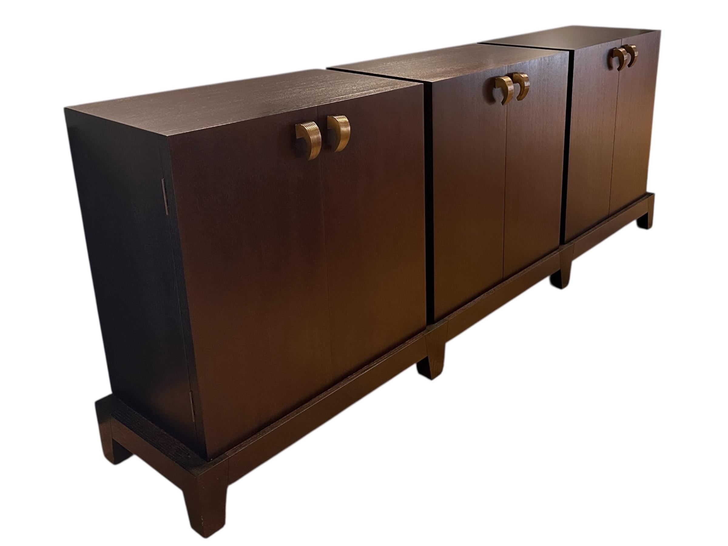 Italian Amarcord Credenza by Promemoria, Wooden Modular Cabinet with Bronze handles For Sale