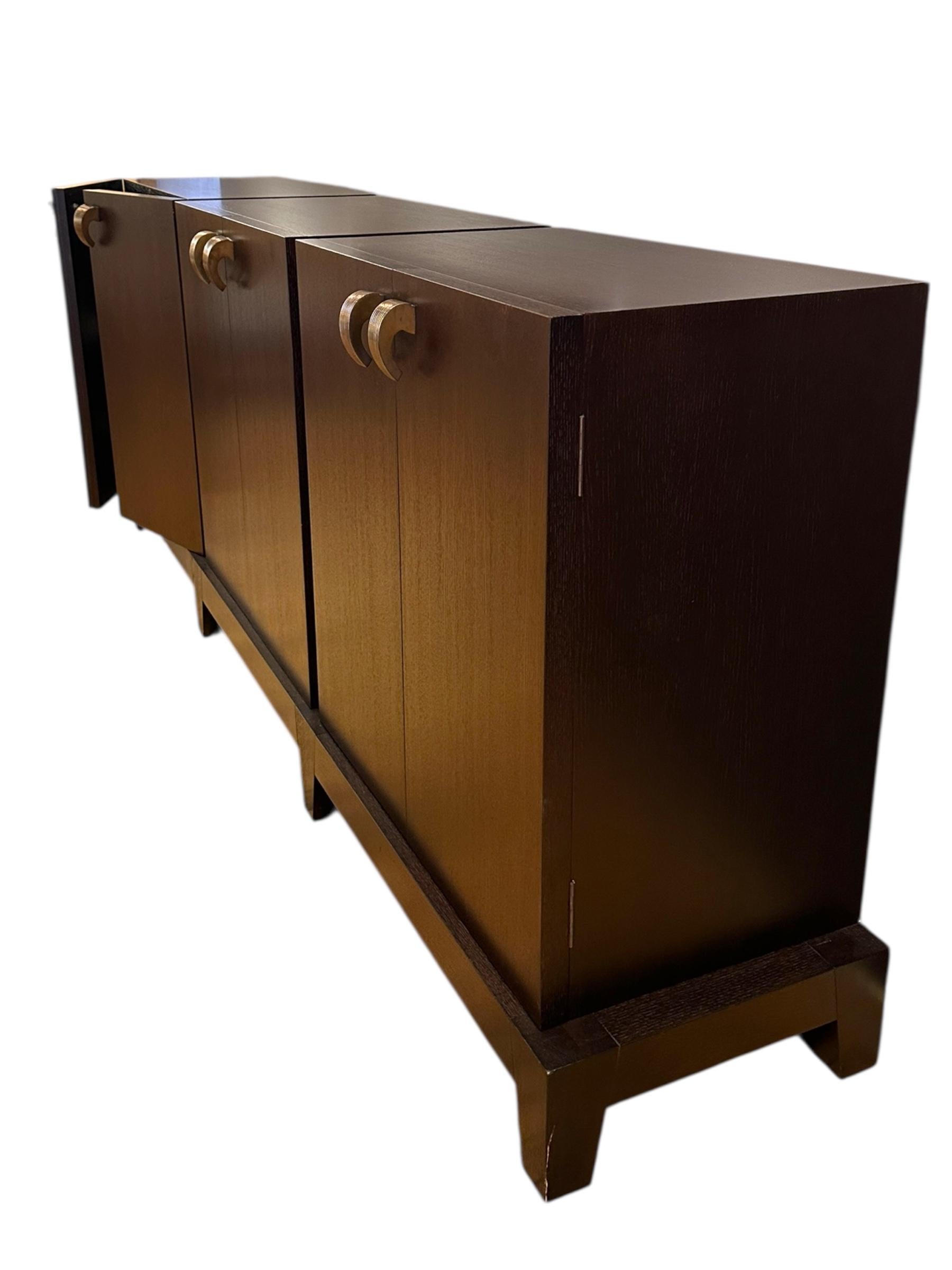 Contemporary Amarcord Credenza by Promemoria, Wooden Modular Cabinet with Bronze handles For Sale