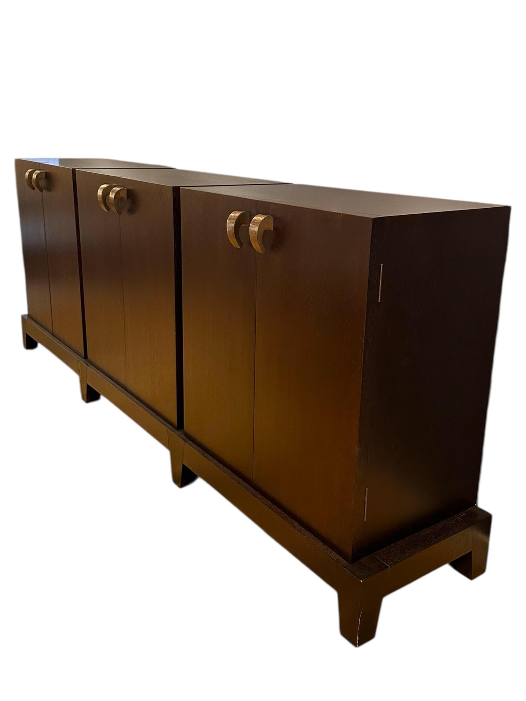 Amarcord Credenza by Promemoria, Wooden Modular Cabinet with Bronze handles For Sale 1