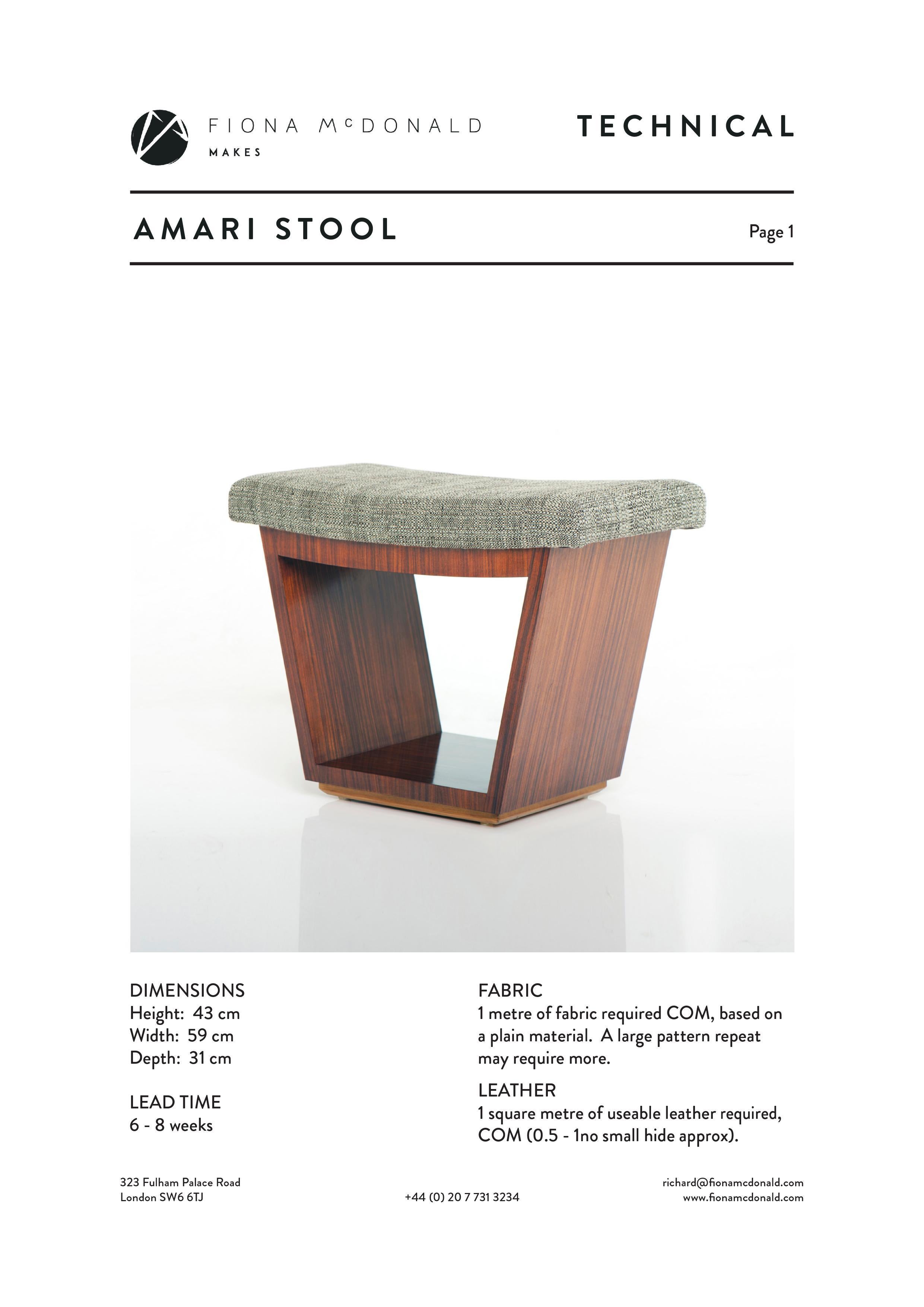 British Amari Footstool - Bespoke - made with your Fabric For Sale