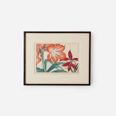 Amaryllis Woodblock Print by Tanigami Kōnan