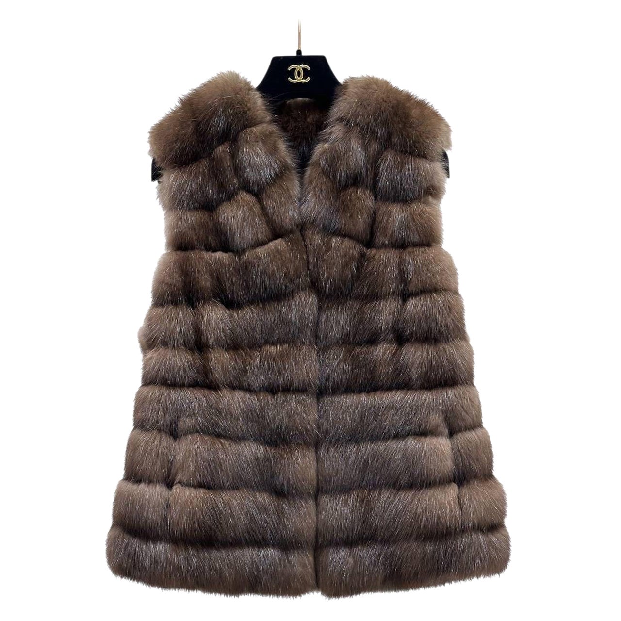 Amato Sable Fur Sleeveless Coat Jacket Size Small (42)