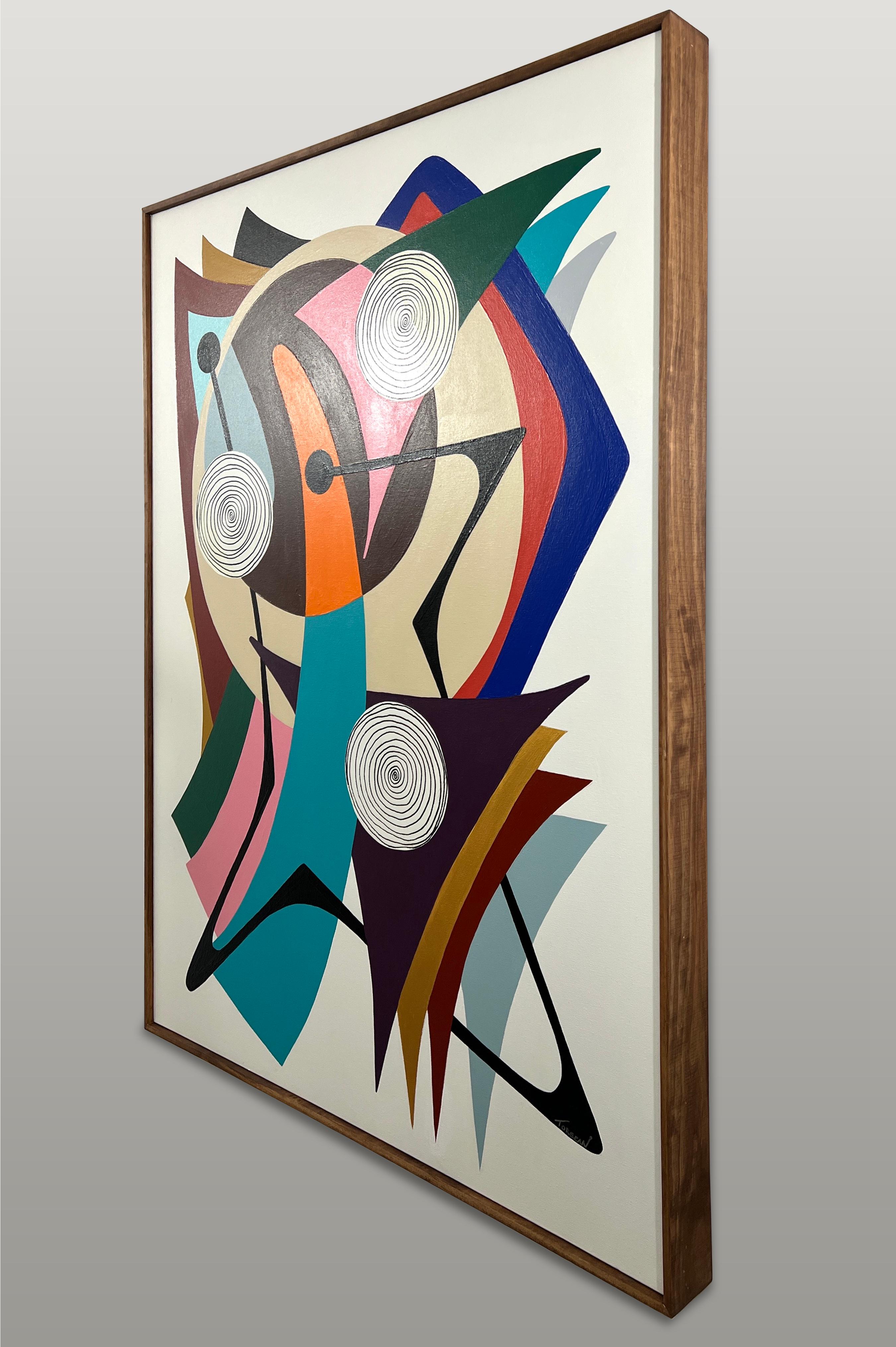 Samba Bom - Beige Abstract Painting by Amauri Torezan