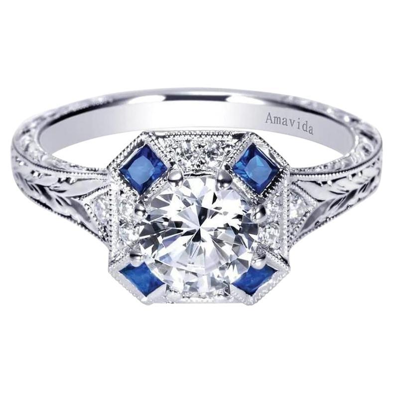 Amavida Platinum Engagement Mounting with Sapphires