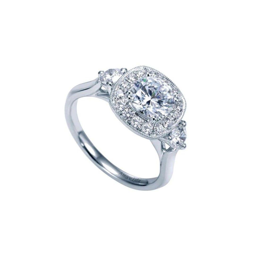   Amavida Platinum Vintage Inspired Engagement Mounting For Sale 3