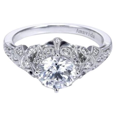   Amavida Platinum Vintage Inspired Engagement Mounting For Sale