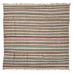 Alfombra Tribal Bereber Rayada Sofá Tirada Hecha a Mano Lana Vintage Boho Argelina Años 70