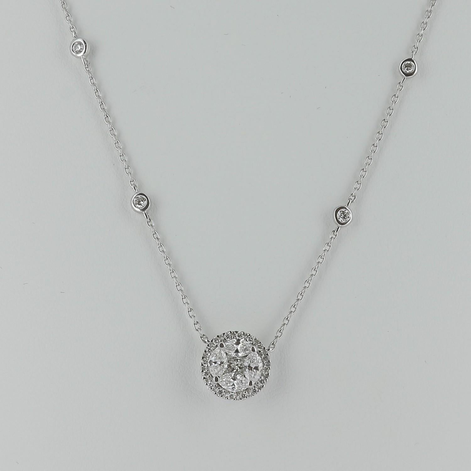 Contemporary Amazing 0.57 Carat Marquise Diamond Pendant Necklace 18 Karat White Gold GVS For Sale