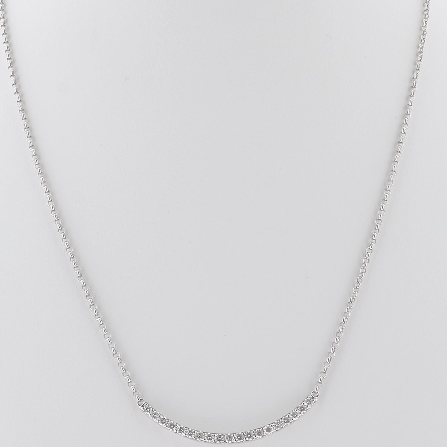 Round Cut 0.64 Carats GVS Round Diamond Pendant Necklace 18K White Gold Crescent Moon  For Sale