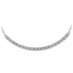 0.64 Carats GVS Round Diamond Pendant Necklace 18K White Gold Crescent Moon
