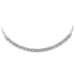 0.64 Carats GVS Round Diamond Pendant Necklace 18K White Gold Crescent Moon 