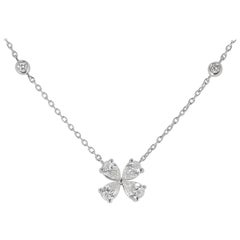 Amazing 0.70 Carat Lucky Clover Diamond Pendant Necklace 18 Karat White Gold GVS