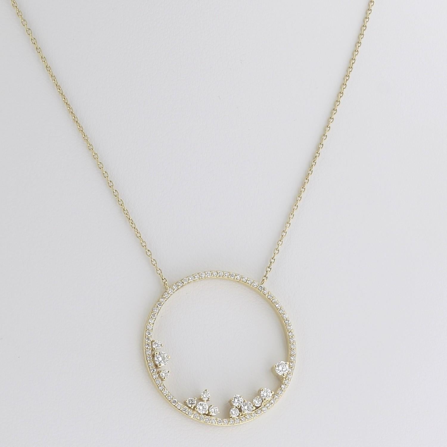 0,82 Karat GVS Weißer Diamant Anhänger Halskette 18 Karat Gelbgold Mond Halskette (Zeitgenössisch) im Angebot