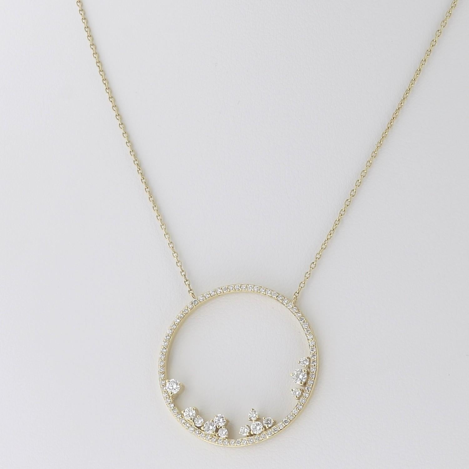 0,82 Karat GVS Weißer Diamant Anhänger Halskette 18 Karat Gelbgold Mond Halskette (Rundschliff) im Angebot