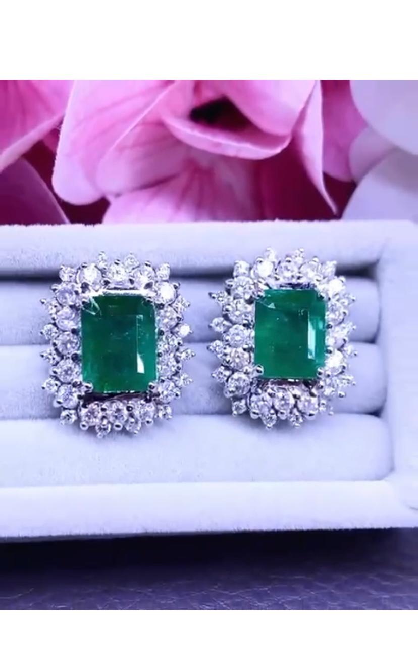 Women's Amazing 11, 29 Carats of Emeralds and Diamonds on Earrings For Sale