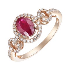 Amazing 14 Karat Pink Gold, Diamond and Ruby Ring