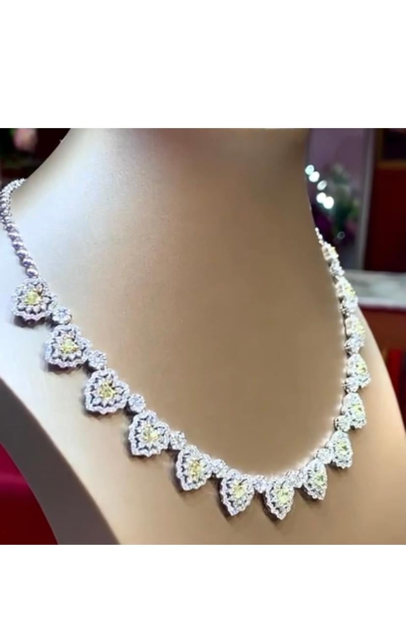 Certified 14.60 Carats Diamonds 18K Gold Necklace In New Condition For Sale In Massafra, IT