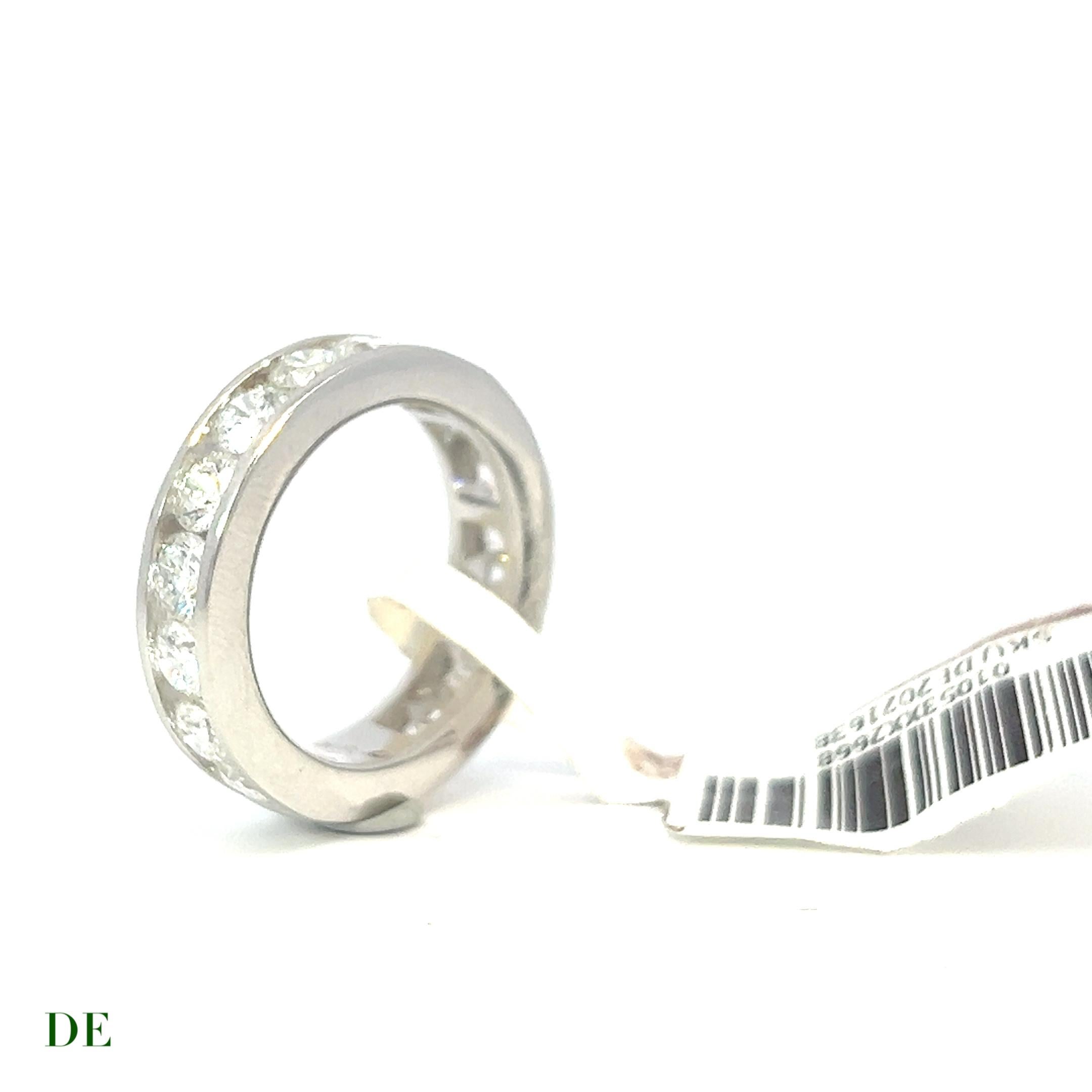Radiant Cut Amazing 14k White Gold Chanel Set Style 3.39 Carat Diamond Eternity Band Ring For Sale