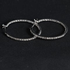 Amazing 14k White Gold Diamond Inside-Out Hoop Earrings
