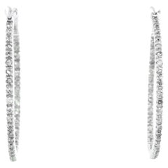 Amazing 14k White Gold Diamond Inside-Out Hoop Earrings