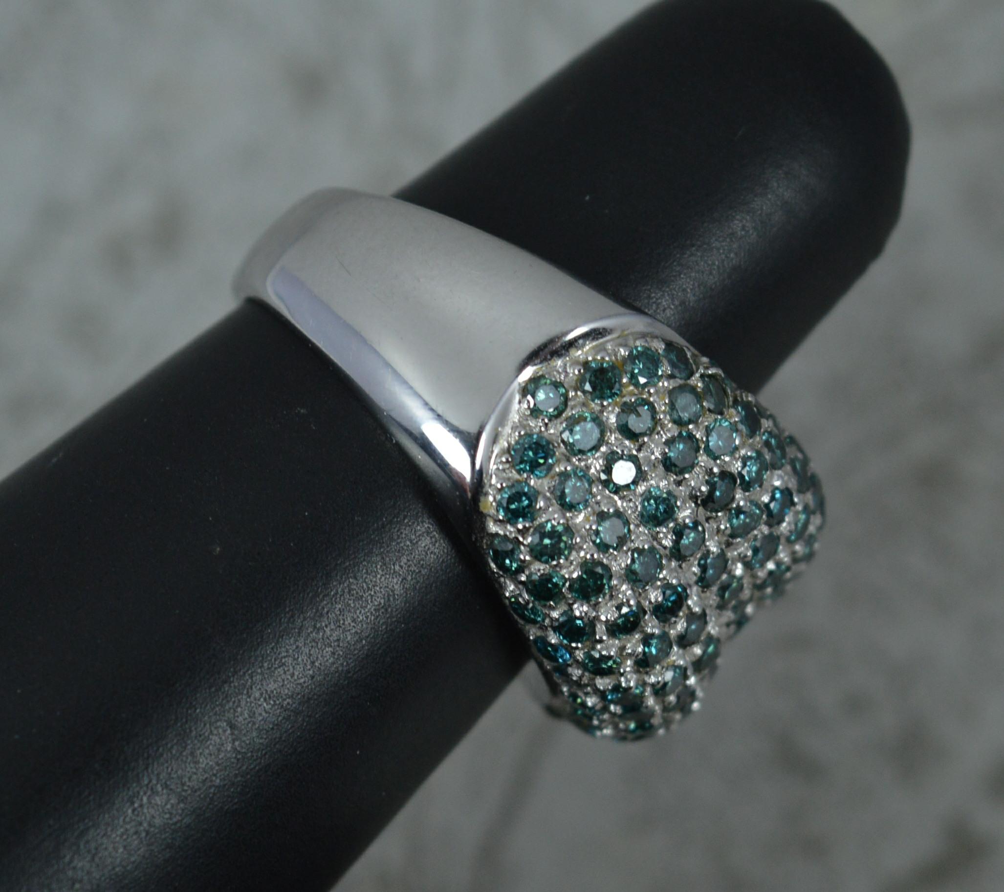 Amazing 1.50ct Blue Diamond and 14ct White Gold Cluster Ring For Sale 5