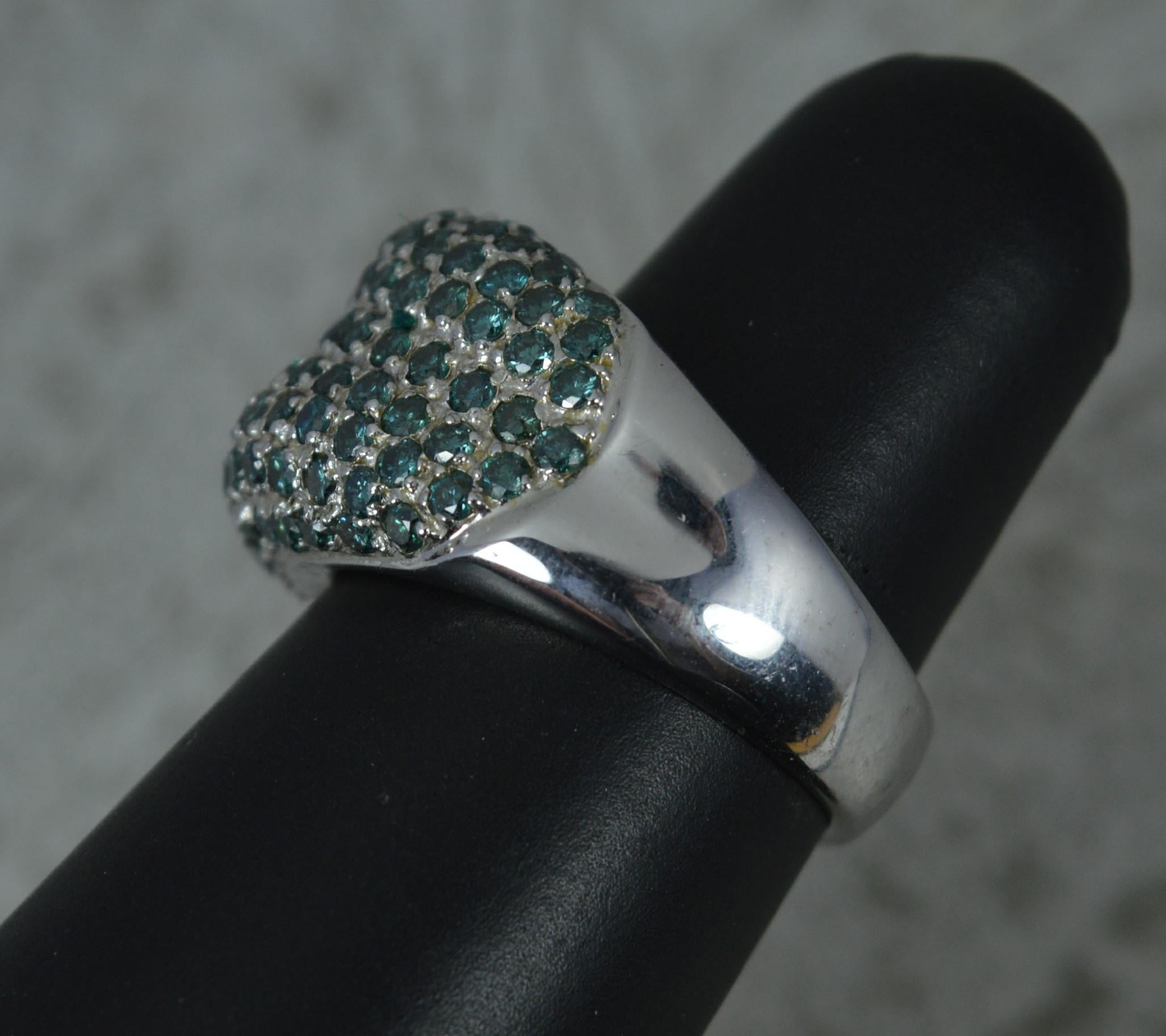 Amazing 1.50ct Blue Diamond and 14ct White Gold Cluster Ring For Sale 3