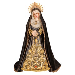 Spanish School Dolorosa, 16th– 17th Century, with 18th Century Silver Crown
