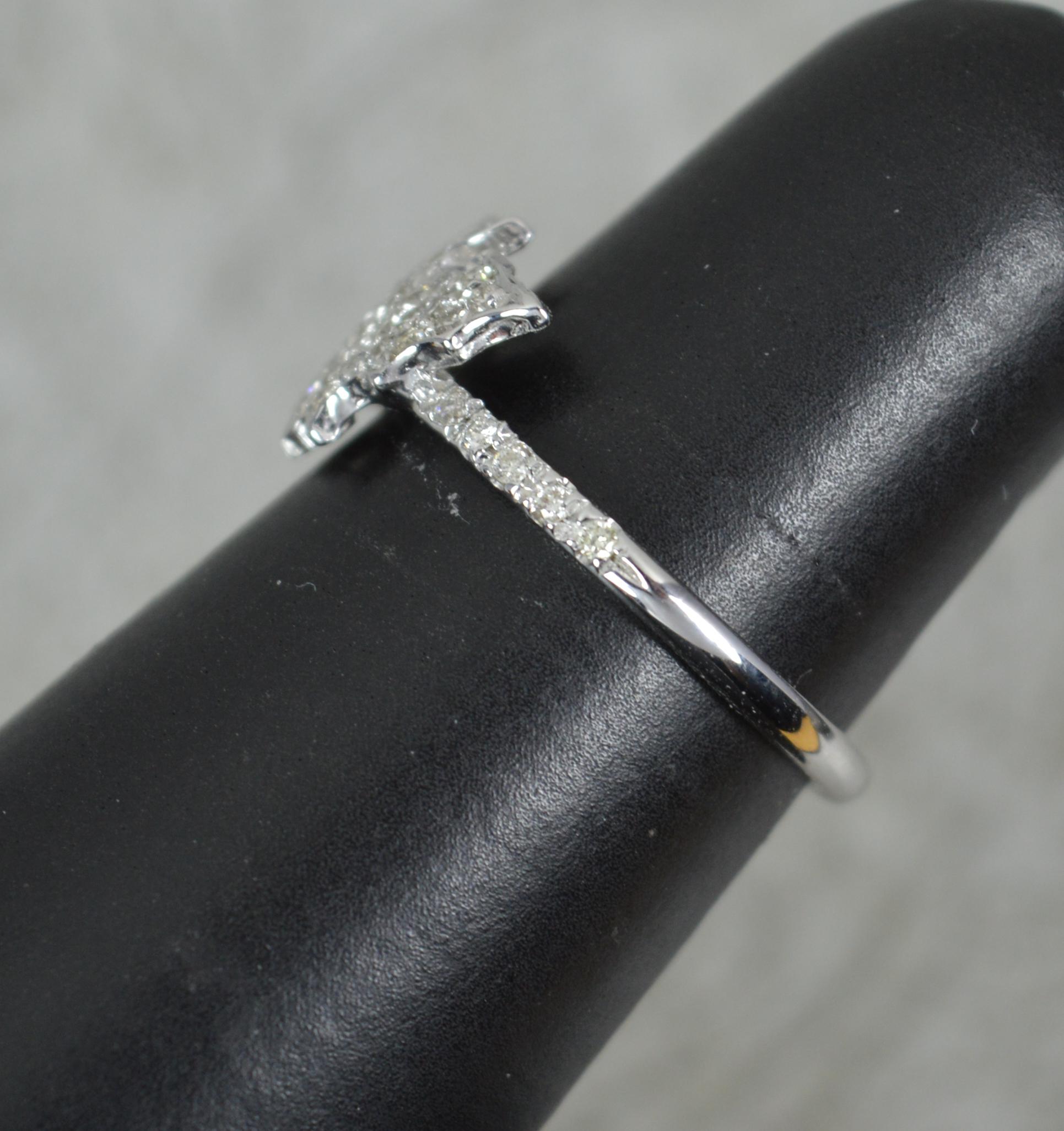 Women's Amazing 18 Carat White Gold and Vs Diamond Bat Shaped Cluster Ring