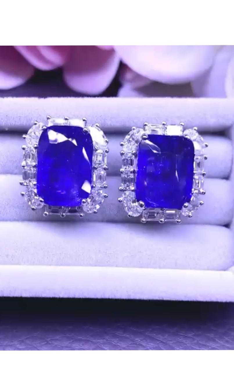 Women's Amazing 18 Carats of Sapphires and Diamonds on Earrings For Sale