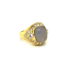 Amazing 18K Yellow Gold Chalcedony and Diamond Engagement Ring