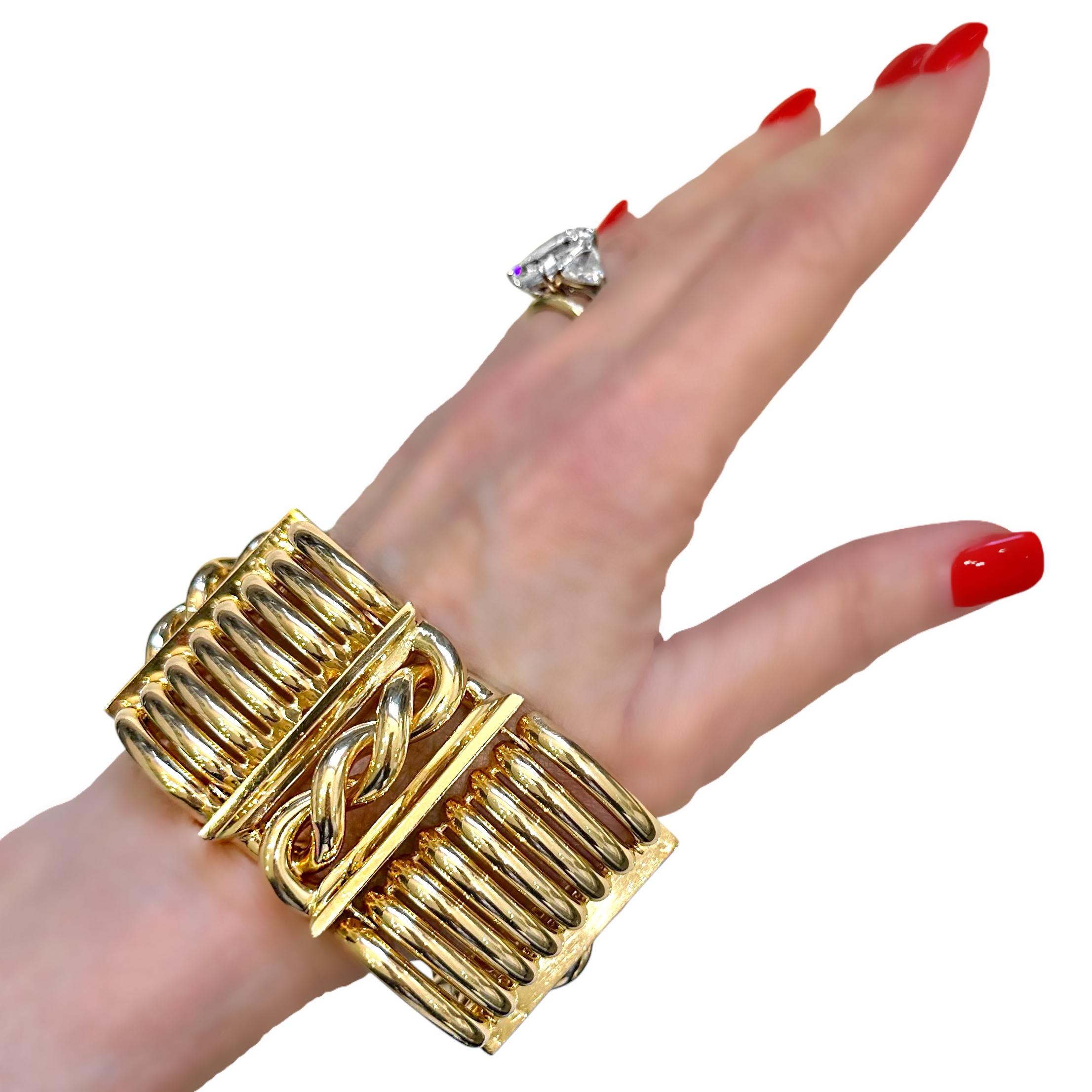 Magnifique or jaune 18 carats, période rétro 1  Bracelet de 1/2 pouces de large en vente 6