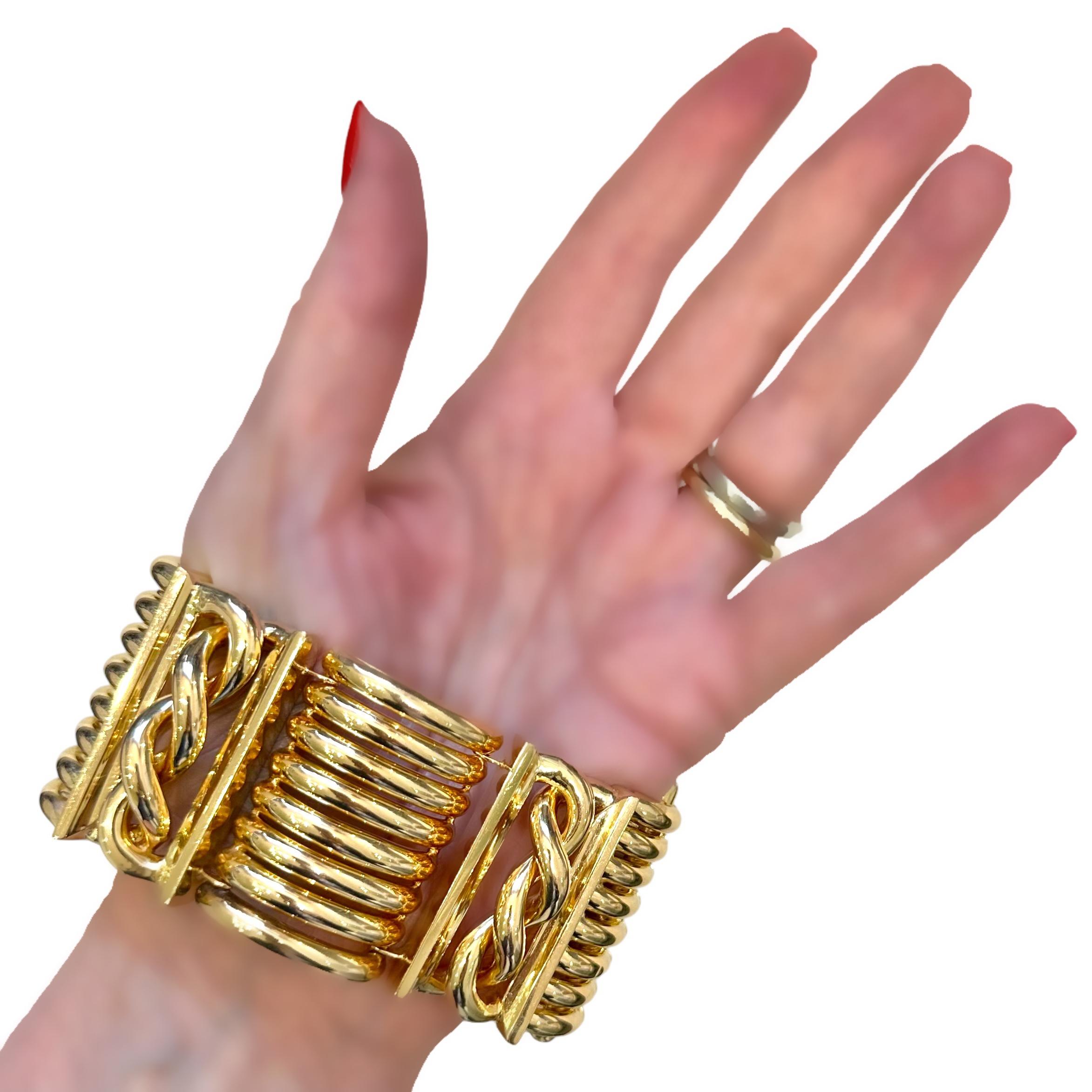 Magnifique or jaune 18 carats, période rétro 1  Bracelet de 1/2 pouces de large en vente 8