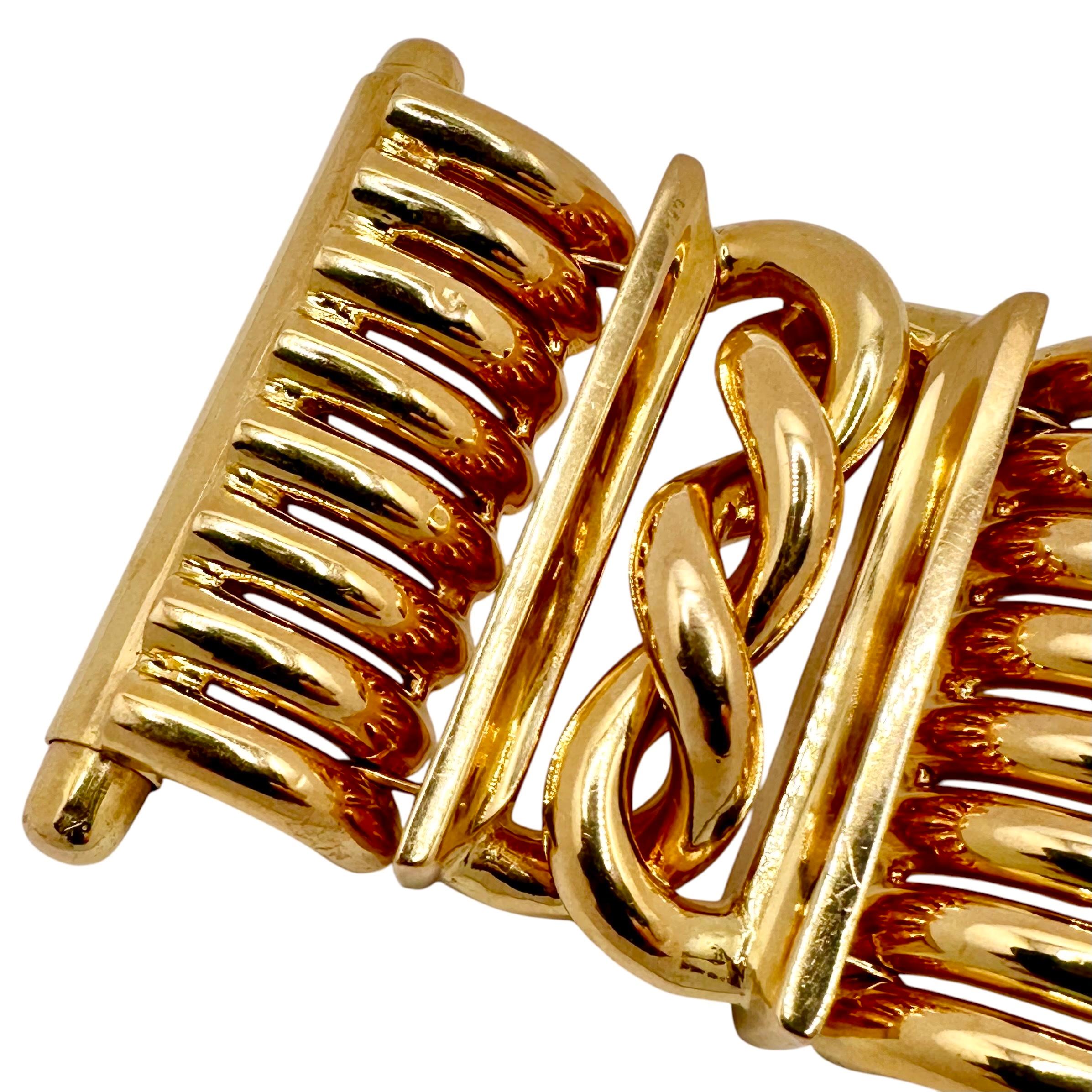 Magnifique or jaune 18 carats, période rétro 1  Bracelet de 1/2 pouces de large en vente 9