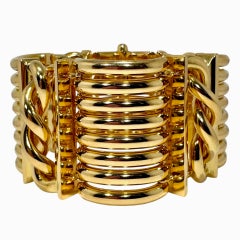 Magnifique or jaune 18 carats, période rétro 1  Bracelet de 1/2 pouces de large