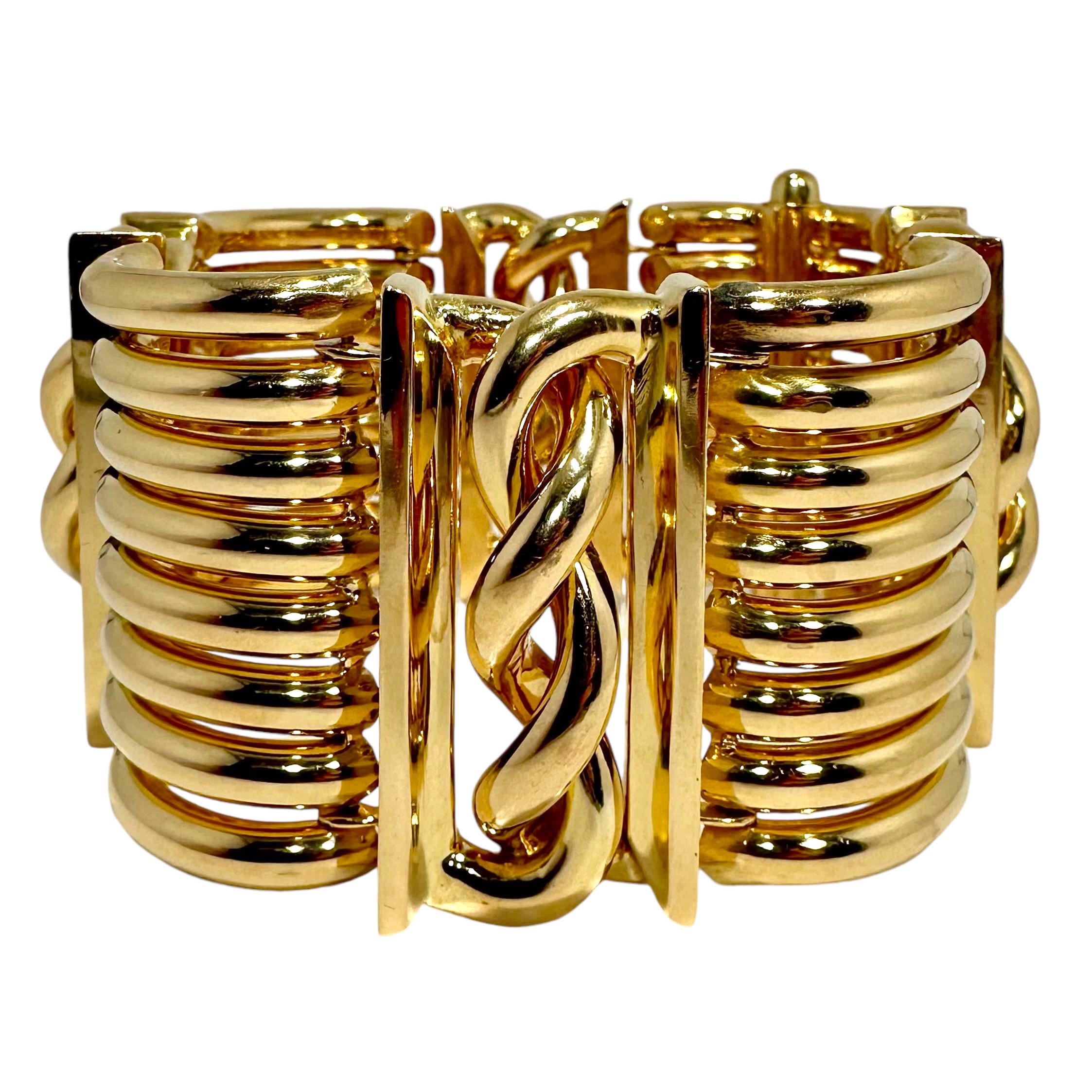 Rétro Magnifique or jaune 18 carats, période rétro 1  Bracelet de 1/2 pouces de large en vente