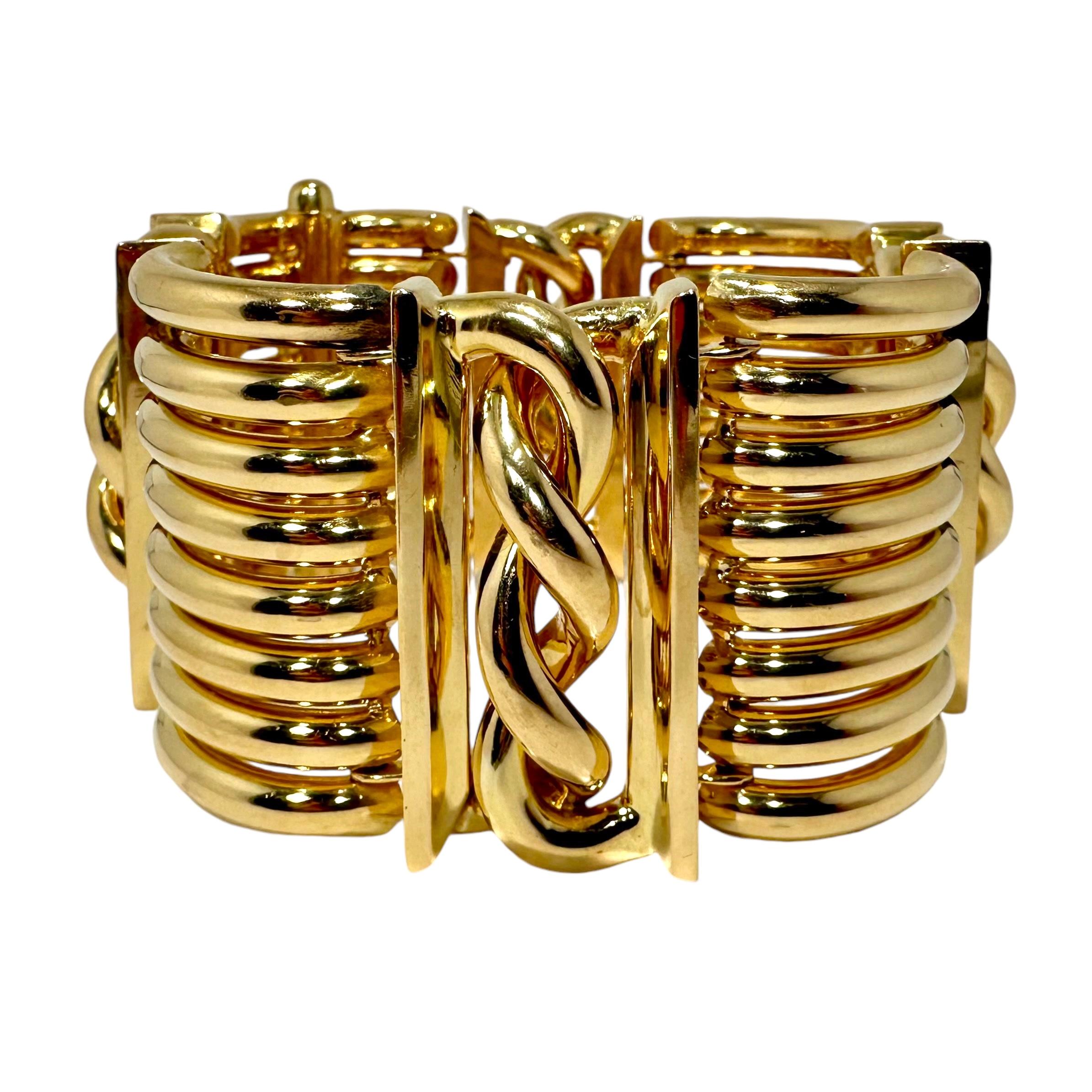 Magnifique or jaune 18 carats, période rétro 1  Bracelet de 1/2 pouces de large Unisexe en vente
