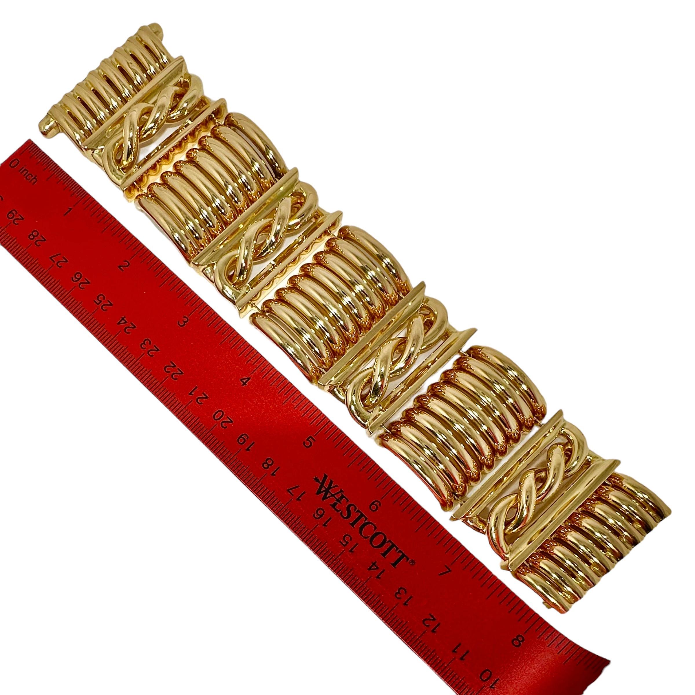 Magnifique or jaune 18 carats, période rétro 1  Bracelet de 1/2 pouces de large en vente 2