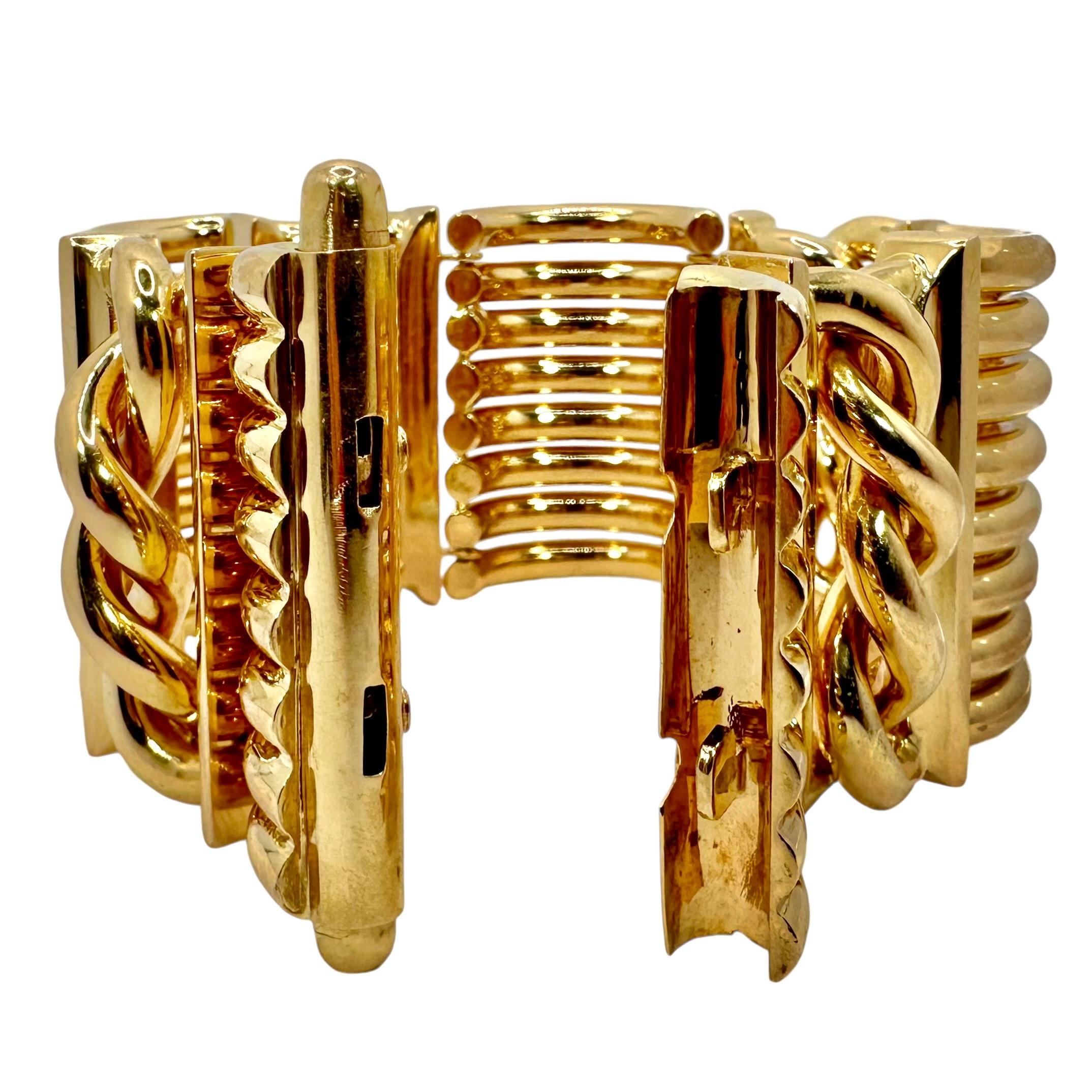 Magnifique or jaune 18 carats, période rétro 1  Bracelet de 1/2 pouces de large en vente 3