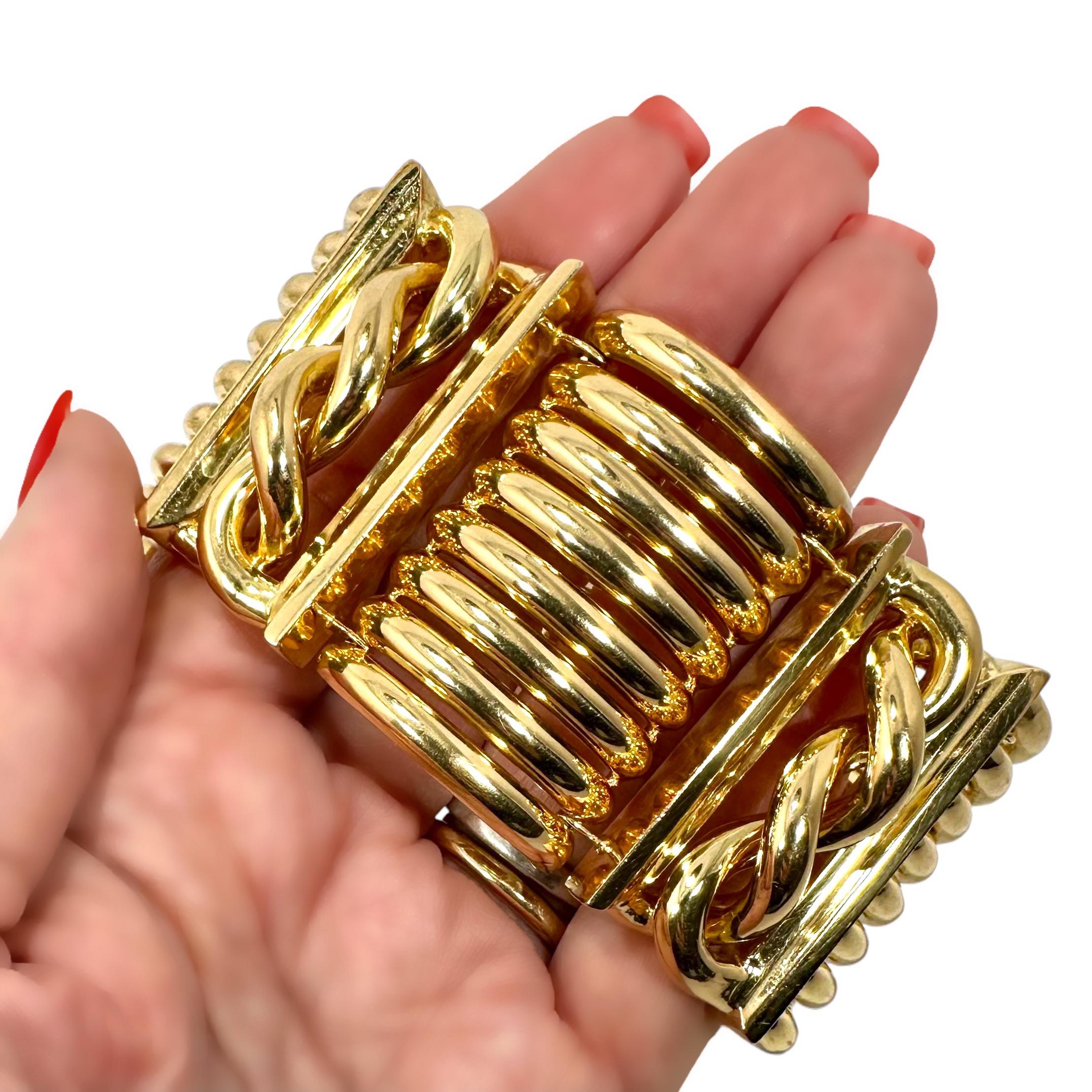 Magnifique or jaune 18 carats, période rétro 1  Bracelet de 1/2 pouces de large en vente 4