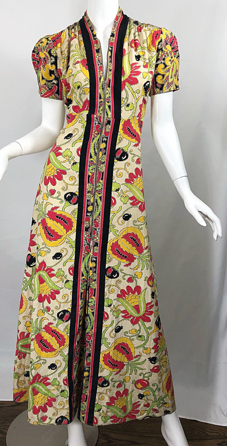 chinese dress ladies 1970s Asian Influenced Wool Maxi Dress – Featherstone Vintage main image 1
